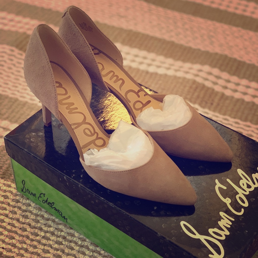 Sam Edelman D’Orsay heels nude suede sz 5.5 NIB